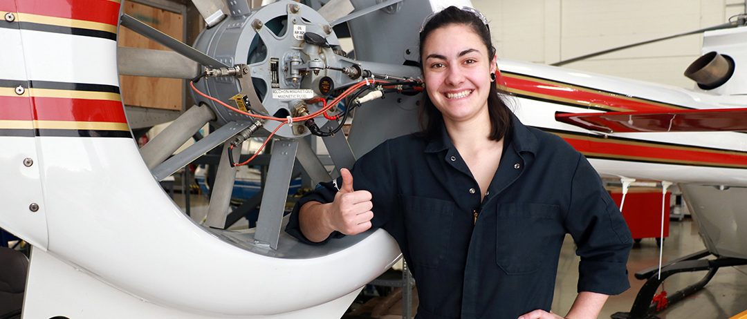 Laurie Breton is optimistic about her career as an aircraft mechanic.